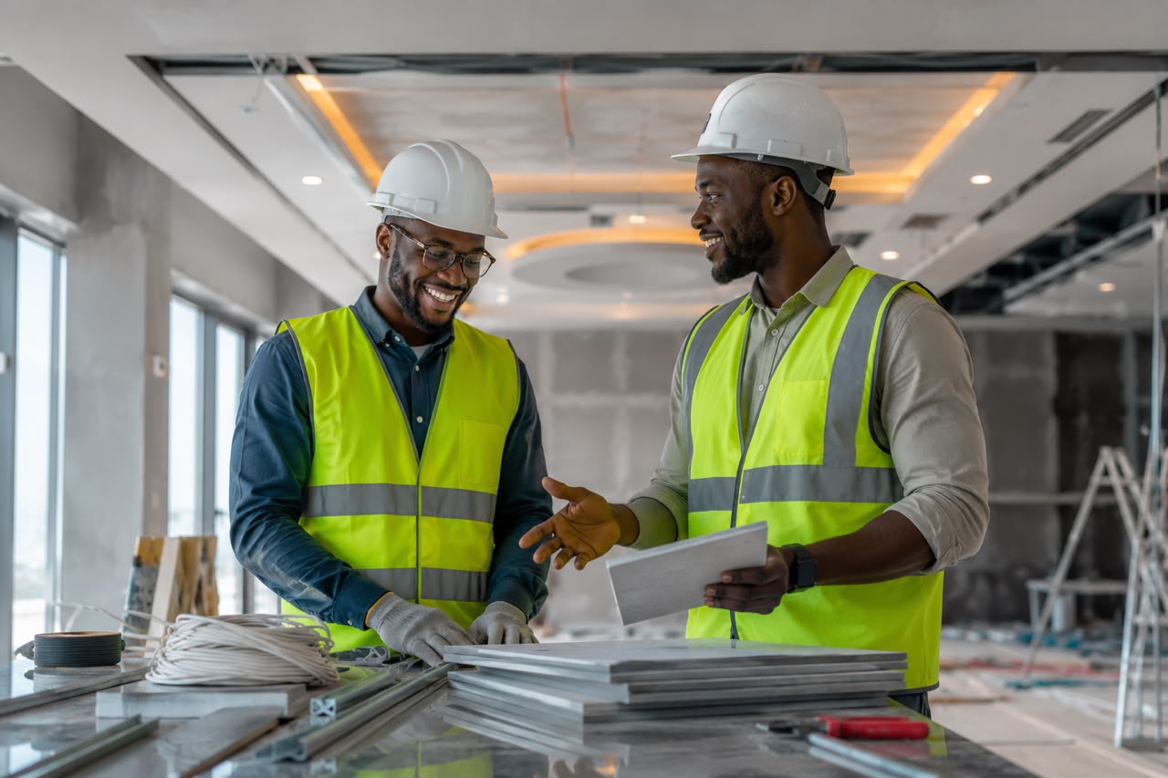 Équipe CONSMATE sur un chantier, conseil matériaux de construction