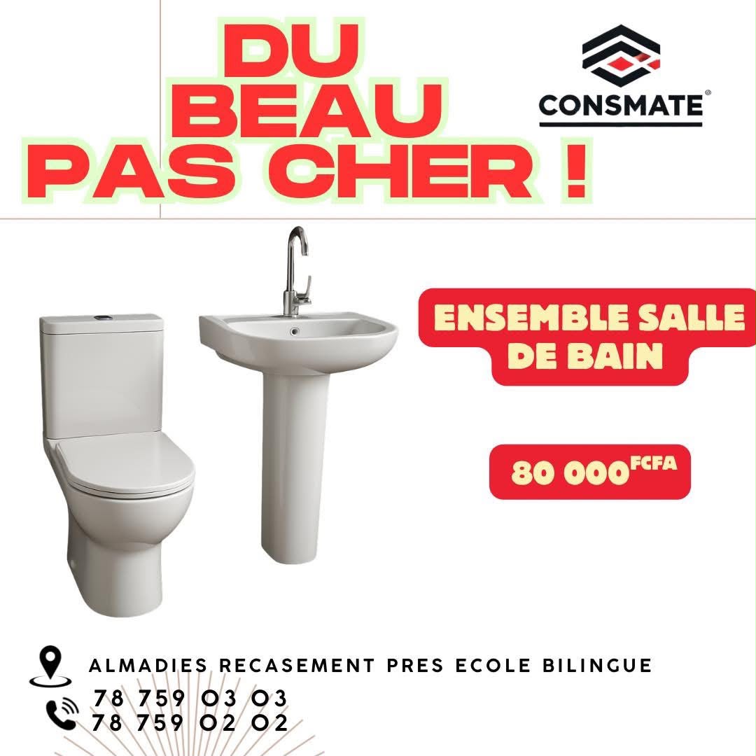 Promotion ensemble salle de bain (WC + lavabo) à 80 000 FCFA